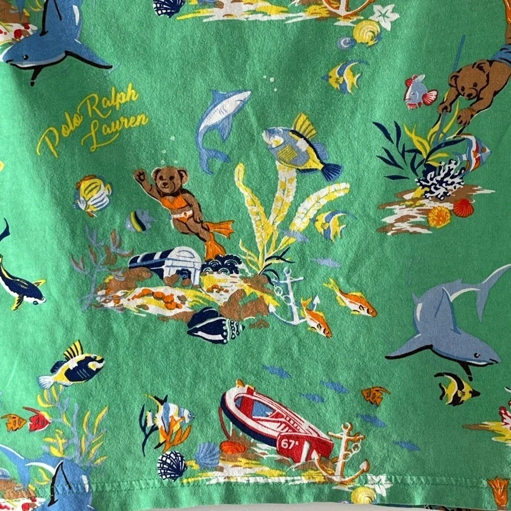 Polo Ralph Lauren Unisex Green Underwater  Bear Print Short Sleeved T-Shirt M